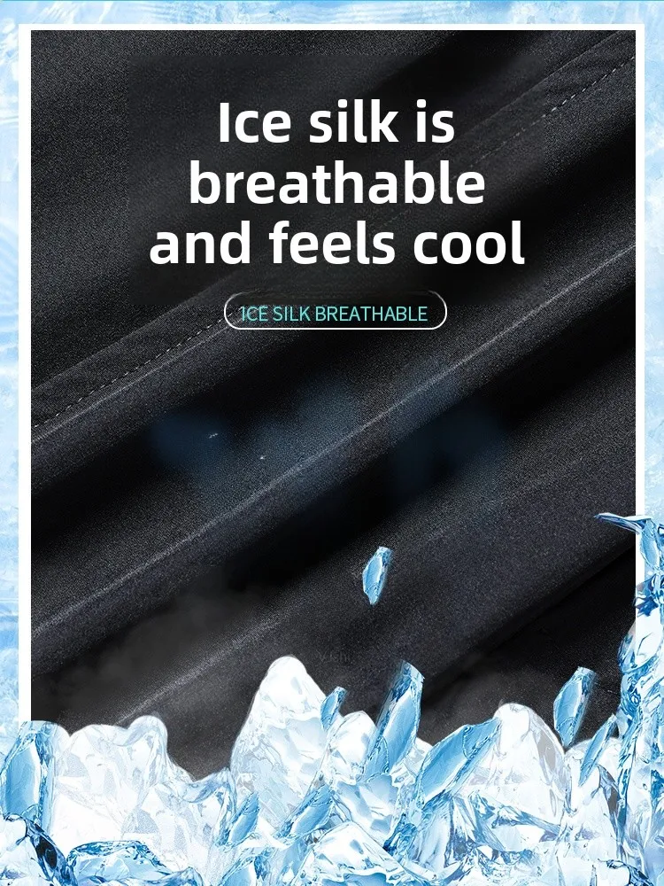 كوي الجاف الحرير الجليد فضفاضة تناسب الرياضة رقيقة الرجال الصيف سراويل تقليدية تنفس الشباب Sle سبعة أقدام طول بنطلون #5