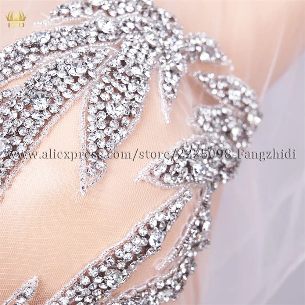 Imagem -03 - Fzd Mão Costurada Strass Cristal Corpo Patches Prata Apliques Vestido de Festa de Casamento Apliques Patch para Roupas pc