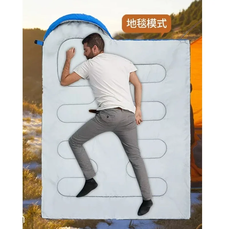 Adult Sleeping Bag Polyester Shell Cotton Feel Envelope Thick 3 Season 5C Camping Hiking Portable Compression Sack Outdoor