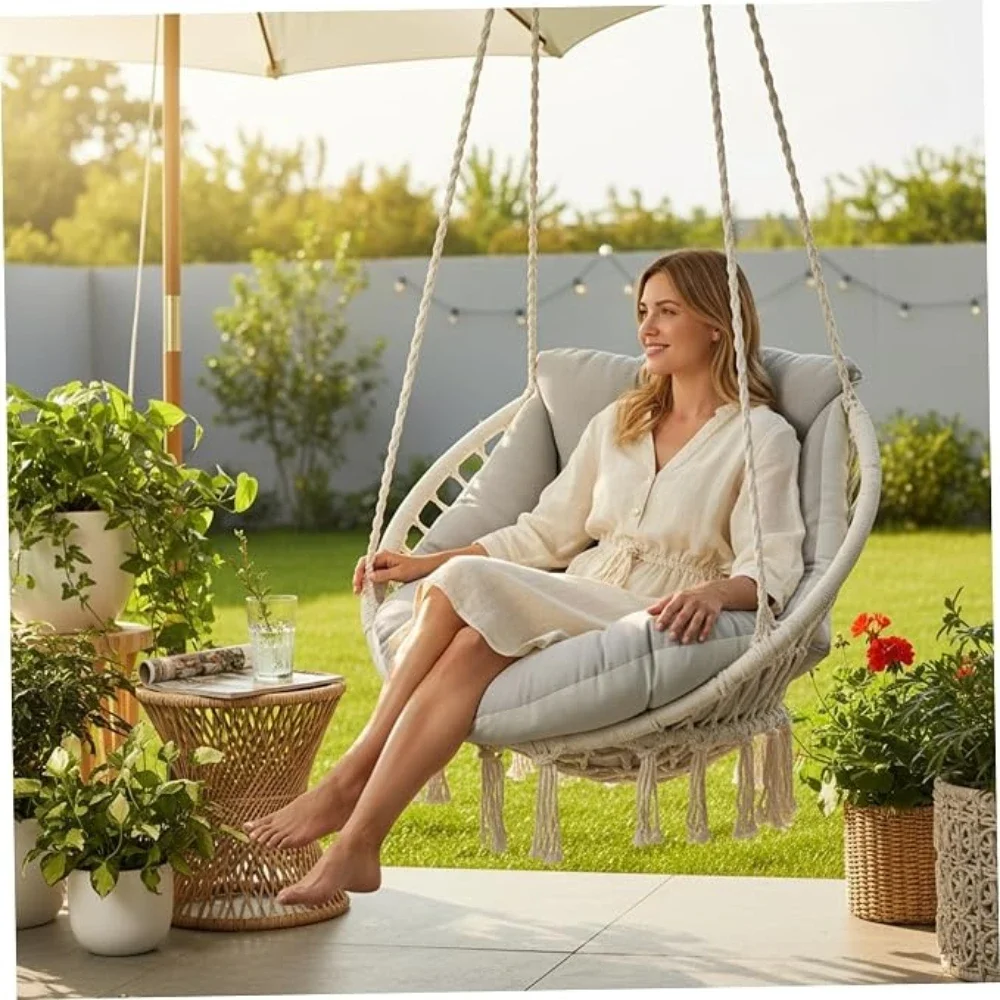 1PC Comfy Hanging Chair Cushion Replacement Soft Rocking Hammock Mat Warm Velvet Seat Cushion for Balcony Living Room 65X70X50cm