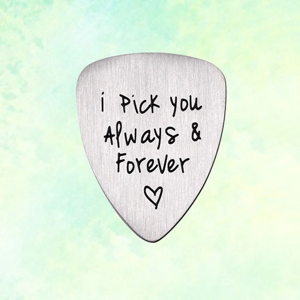 

316 Steel Guitar Pick I Pick You Letter Carved High Quality Titanium Steel Polished Handcrafted Flexible Musical Instrument