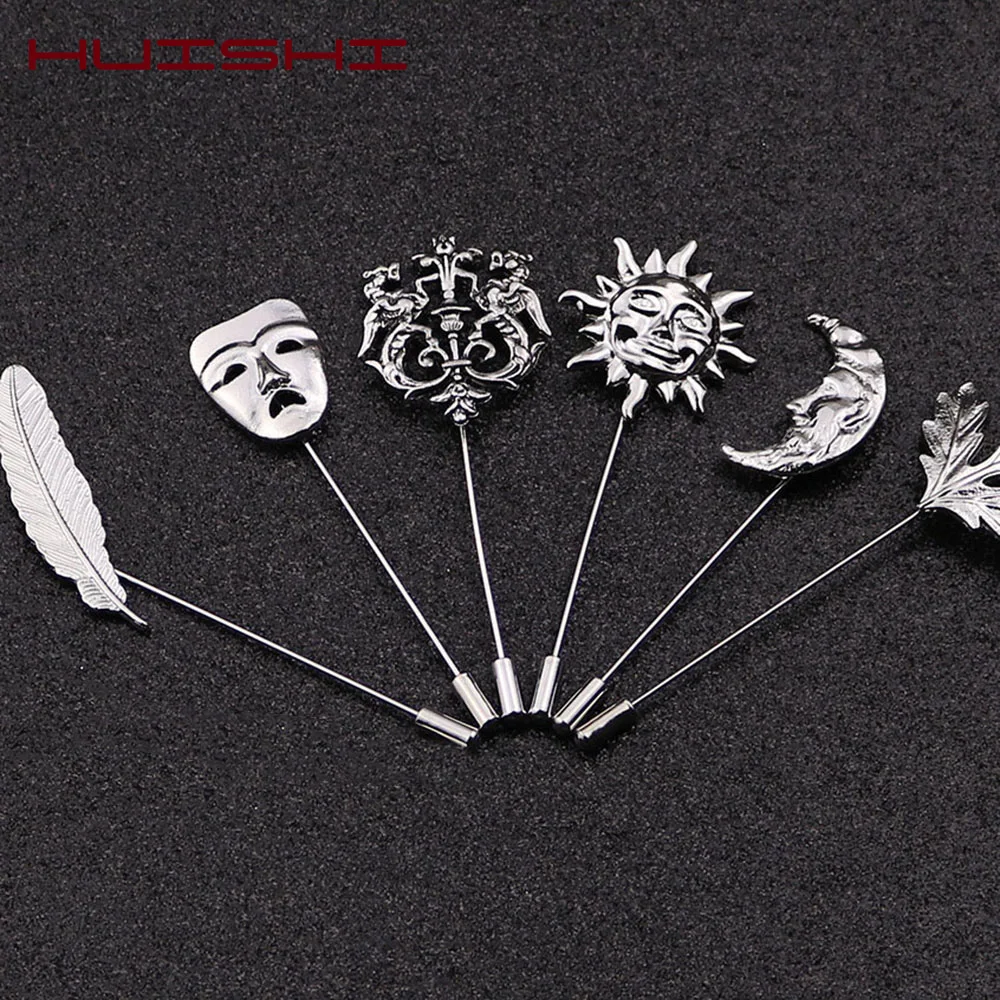 Vintage Dasspeld Mannen Vrouwen Goud Zilverachtig Hertenblad Zon Vorm Broche Pin Voor Trouwpak Pocket Mode-sieraden Retro Accessoires