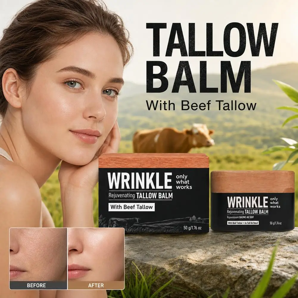 Beef Tallow Wrinkle Balm 50g Rejuvenating Anti Wrinkle Moisturizer for Men & Women, Deep Hydrating Skin Care