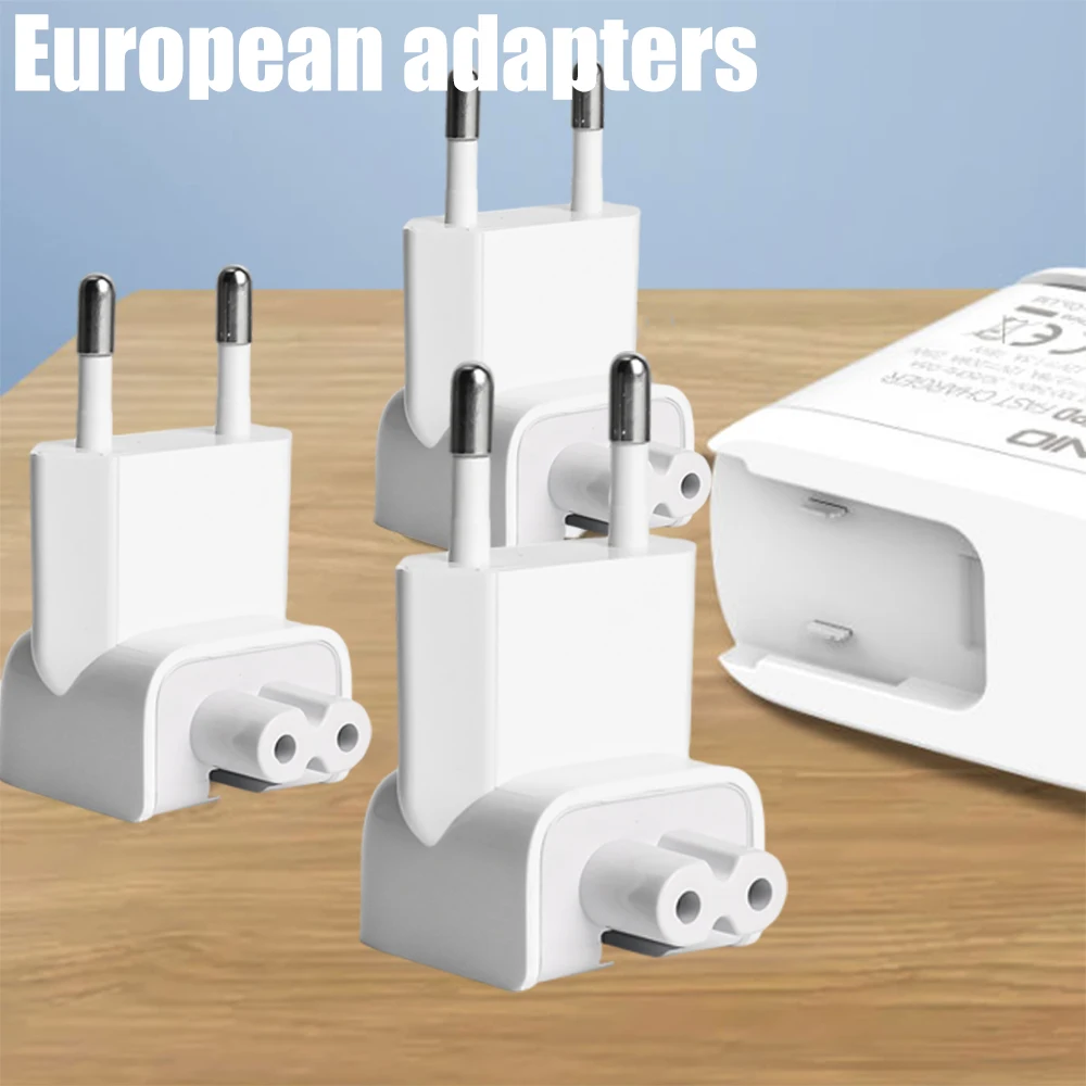 5/1Pack EU AC Power Plug Adapter Travel Wall Outlet Converter Duck Head for MacBook MagSafe 45/60/85W for IPad 10W/12W Adapters