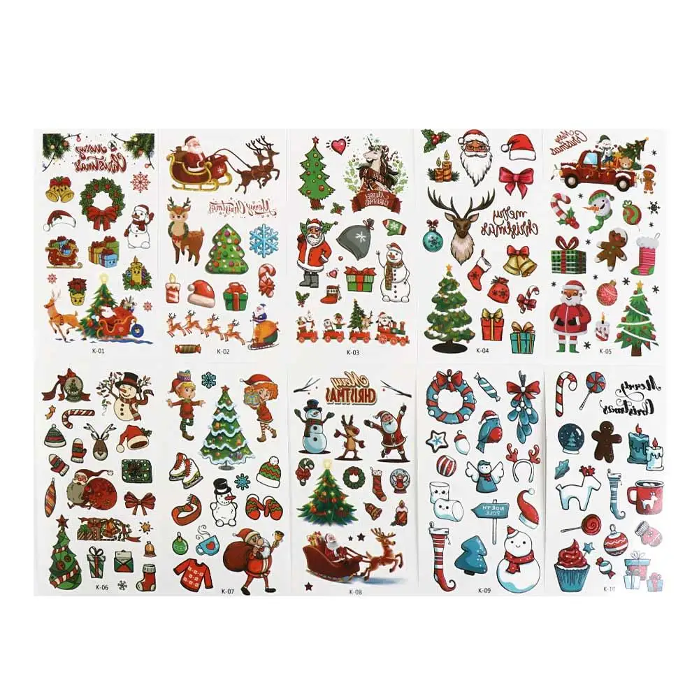 

10Pcs Santa Claus Christmas Tattoo Sticker Waterproof Disposable Glow Tattoo Sticker Funny Eye Decals