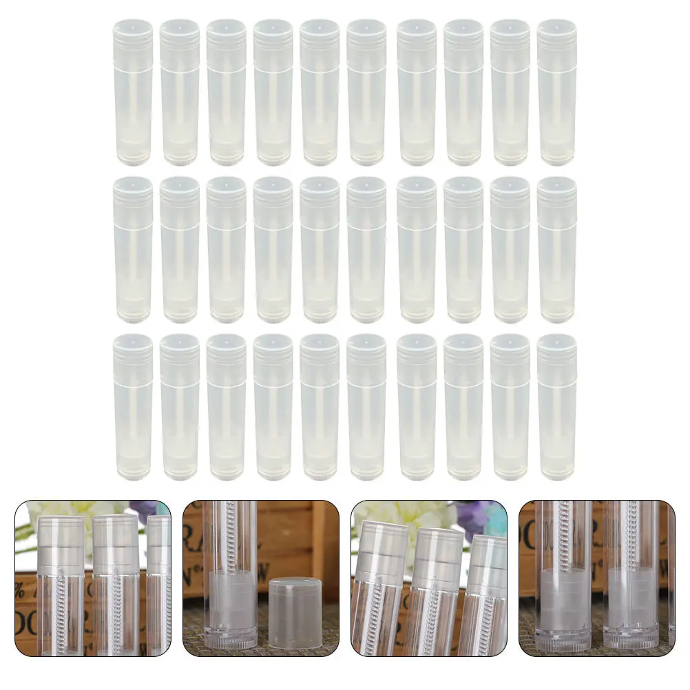 

30Pcs 5G Empty Lipstick Tubes Clear DIY Lip Balm Container Refillable Tool for Homemade Lip Oil Dye Liquid Sturdy Safe