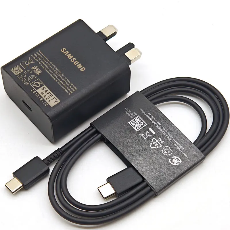 Cargador PD de 60W para Samsung S26 Plus, Enchufe UK, Adaptador de Carga Súper Rápida para Galaxy S25 S24 S23 S22 S21 S20 Ultra Z Flip Fold 7 6 5 4 3