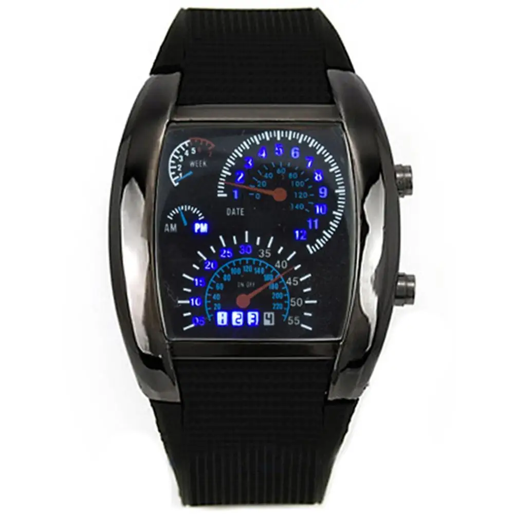 Montre-bracelet numérique à cadran à motif de tableau Prada pour hommes et femmes, montre-bracelet de sport LED, bracelet à maillons en acier inoxydable, horloge électronique masculine, Reloj zones bre