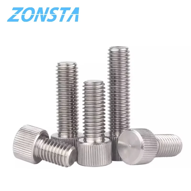Viti a testa zigrinata in acciaio inossidabile 304 M2 M2.5 M3 M4 M5 M6 M8 Viti a testa zigrinata a testa tonda piatta Viti di regolazione manuale Bulloni a testa zigrinata