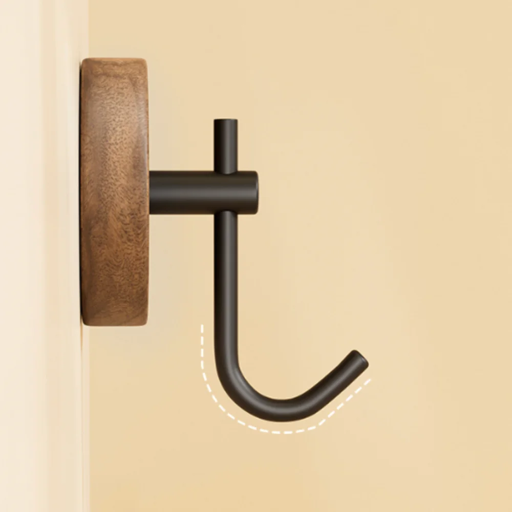 

No Drilling Walnut Hanging Hanger Key Holder Robe Hook Adhesive Wall Hooks Practical Key Decoration Hook Wood Hook Bathroom
