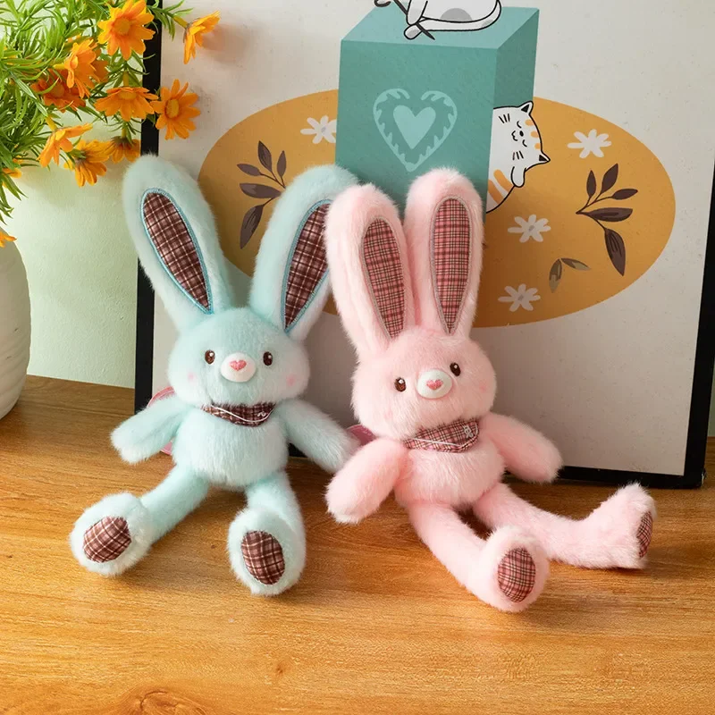 Elegante ziehende lange Ohren Kaninchen Plüschtiere gemütliche flauschige Cartoon lange Beine Hase Puppe schöne Schlüsselanhänger Dekor Mädchen Geburtstagsgeschenk