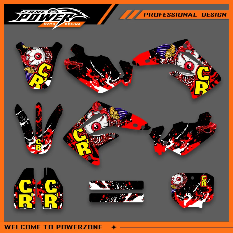 Powerzone for HONDA Team Graphics Background Sticker Decal Kit for Honda CR85 2003 -2008 2009 2010 2011 2012 2013 CR85 85CC 01