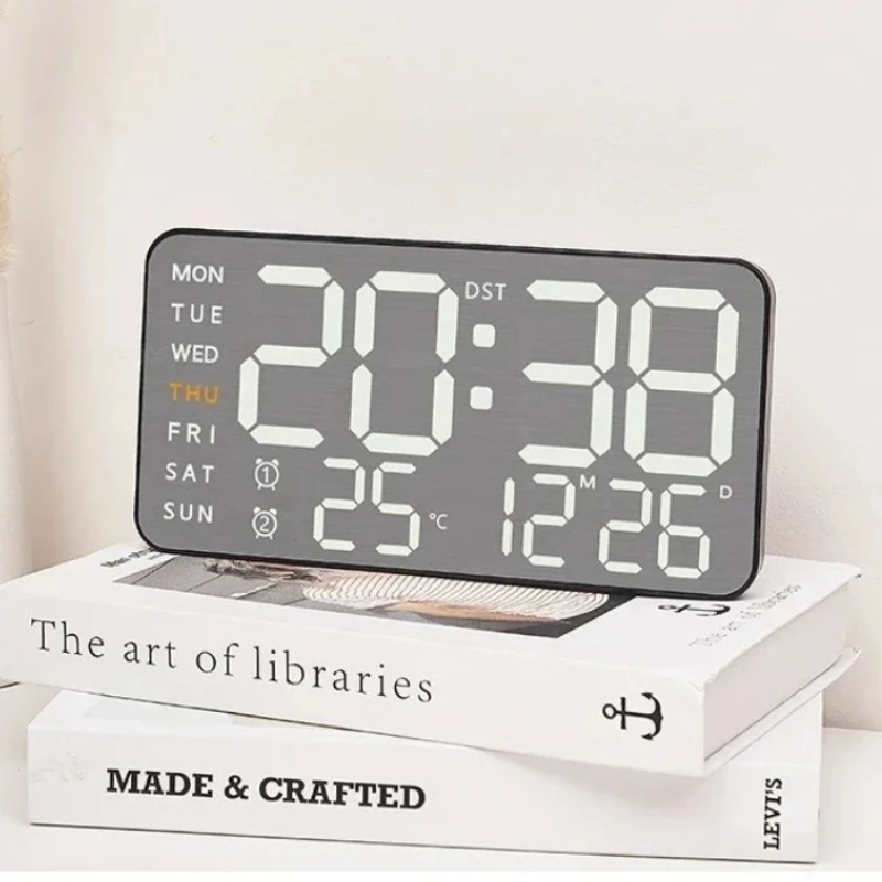 Hanging Living Room Temperature/humidity Meter Multifunctional Table Alarm Clock Electronic LED Display Time 12/24H Home Decor