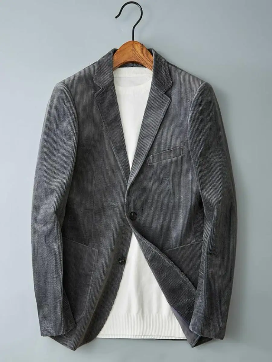 

Corduroy Men's Suit Jaet Slim Fit Stripe Busin Casual Ele Autumn New Sle Single Breasted Long Sve West Coat