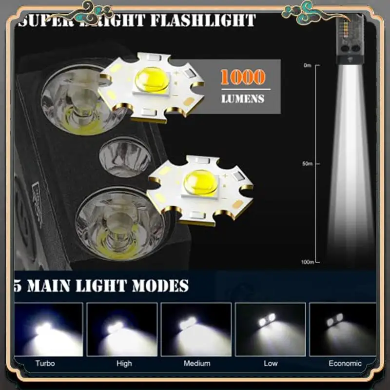 

Premium Rechargeable Pocket Flashlight Flashlight LED 13 Light Modes 1000 High Lumen IPX4 Mini Flashlight