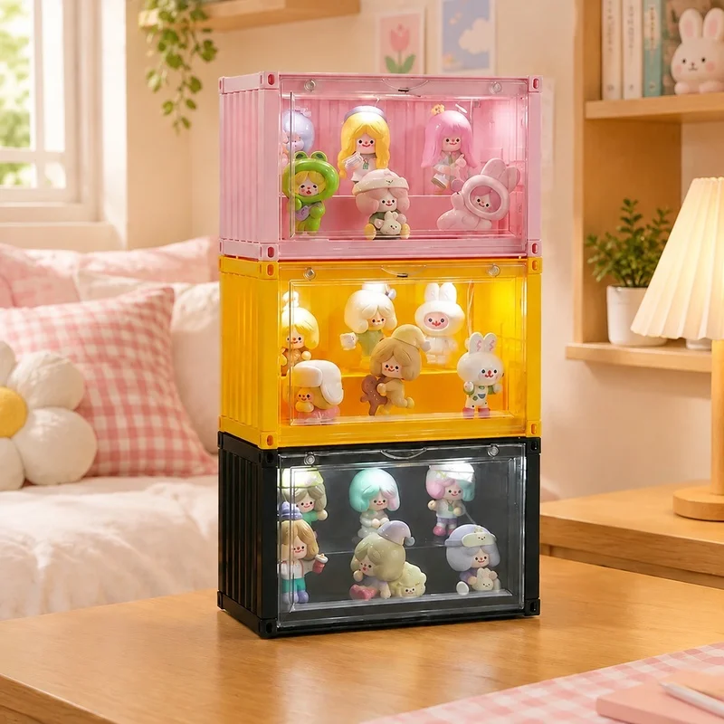 Clear Acrylic Display Case for Action Figures, Dustproof and Stackable Organizer, 23.2x12.2x14.3cm