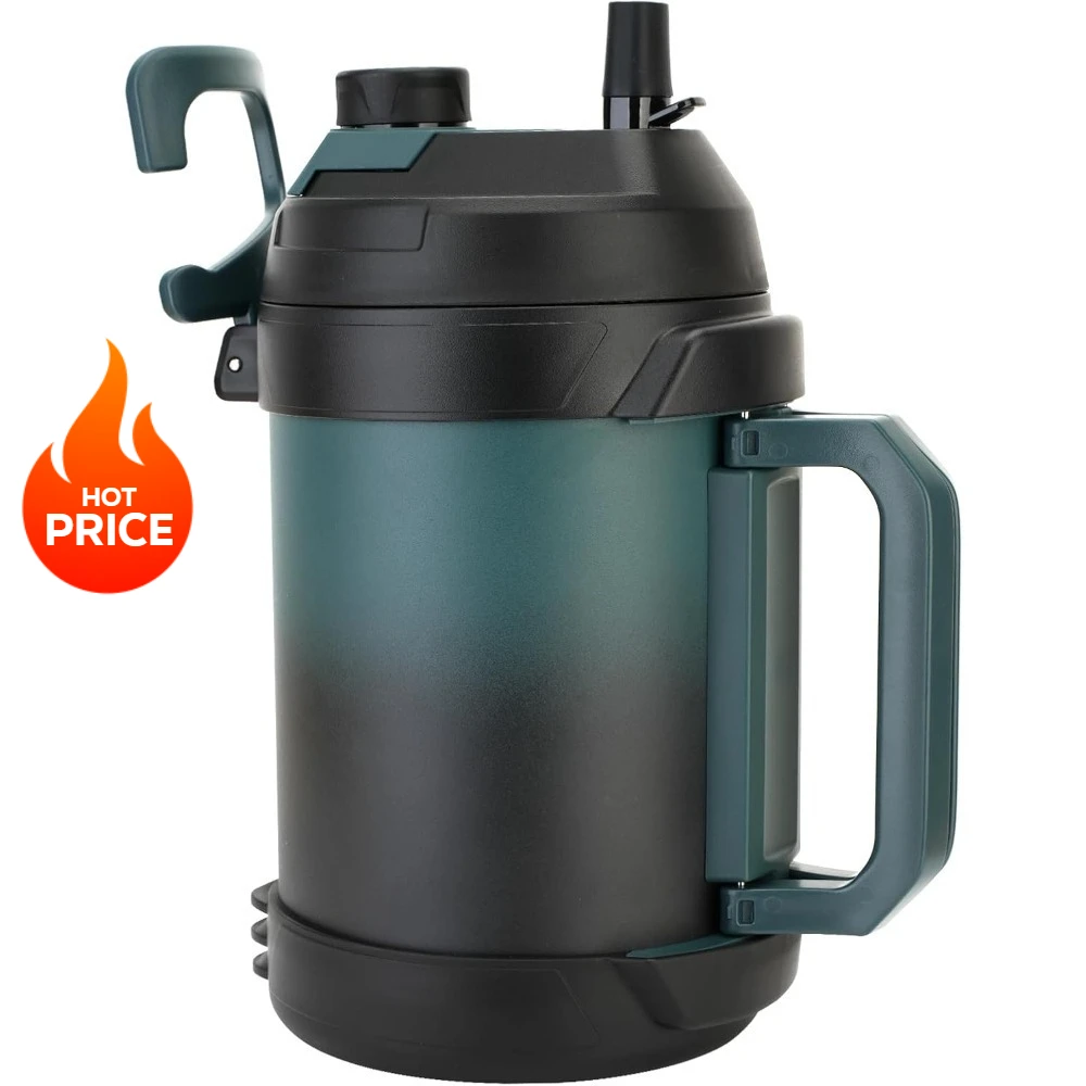 إبريق جالون كبير سعة 128 أونصة، إبريق مياه رياضي معزول متين من الفولاذ المقاوم للصدأ، زجاجة مياه عازلة كبيرة ثلاثية الجدار/جديدة