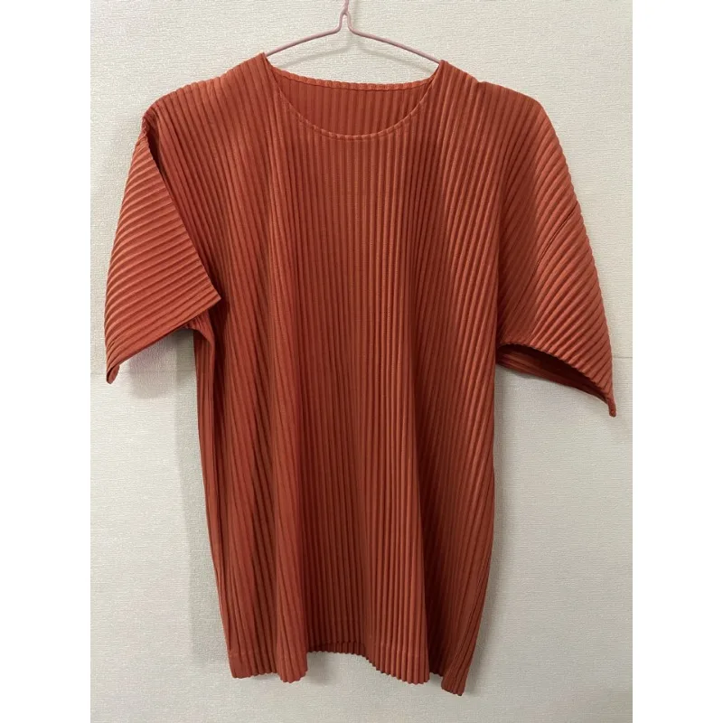 Miyake Pleated T-shirt Men's Japanese Original 2025 Spring Summer New Round Neck Loose Trend Top Short-sleeved Casual T-shirt