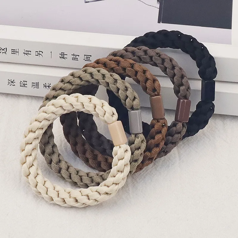 5 Pieces/set Milk Tea Colored Hair Tie High Elastic Hair Rope Without Tangled Girls Ponytail Rubber Bands Accessories