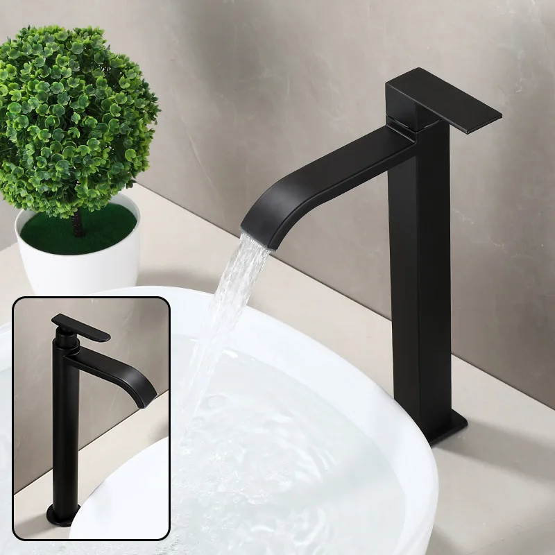 

Single cooling black bathroom countertop basin basin faucet Bathroom cold water 304 stainless steel art basin faucet