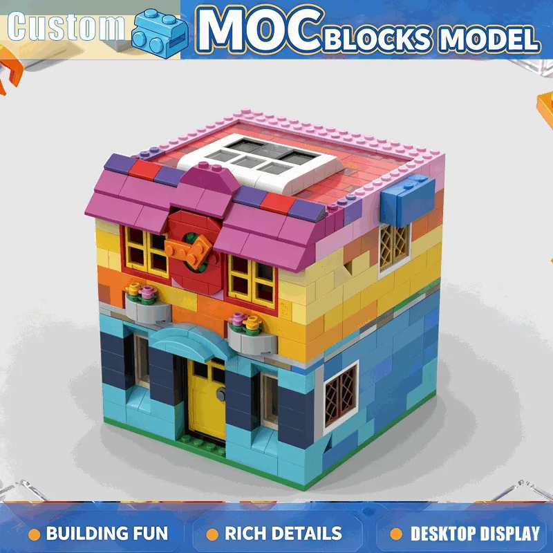 611PCS Colorful Bank House Building Blocks Set Cute MOC Modular Shop Model DIY Assembly Education Toy Combination Christmas Gift