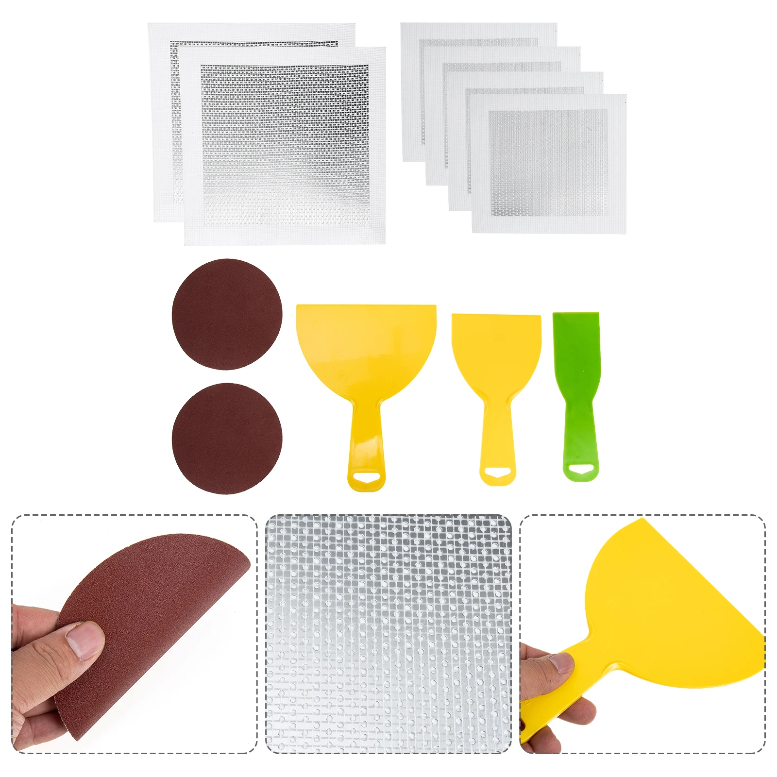 

1 Set Wall Repair Patch Kit Drywall Aluminum Self-Adhesive Hole Mending Material Lightweight Crack Resistant Easy Cut Clean Wall