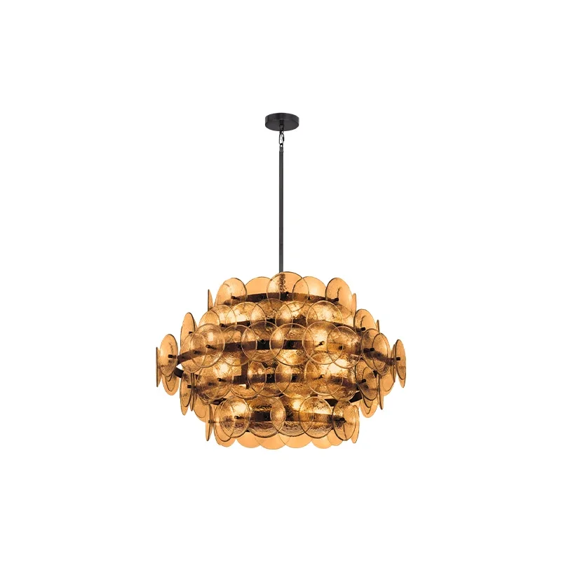 Murano Glass Chandelier, High-End G4 LED Pendant Light, Amber Green Clear Shade, Art Decor Hanging Lamp for New Home Decor