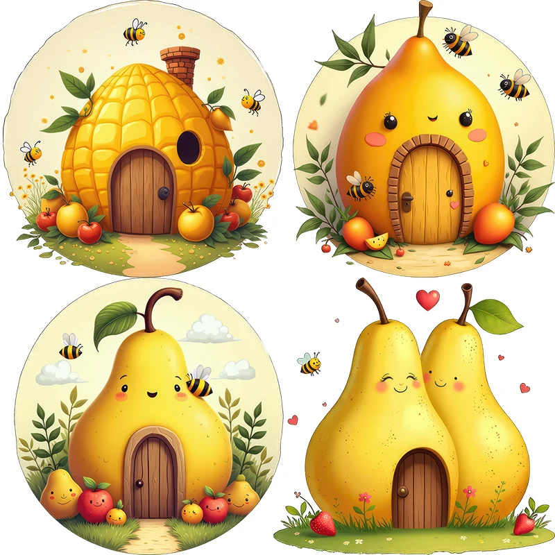 Three Ratels QO7 Cartoon Pear House Fun Wall Stickers for Children's Bedroom Decoration