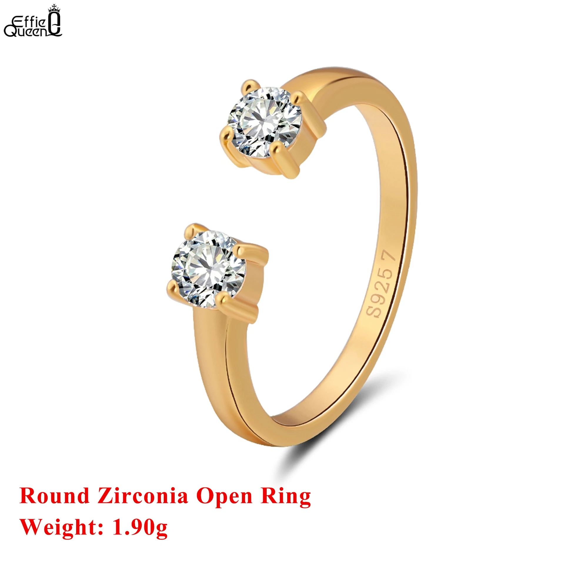 

Кольца Effie Queen из 100% стерлингового серебра 925 пробы, регулируемое кольцо на палец, серебро и золото, циркон AAA, мужские кольца из серебра 925 пробы SR60