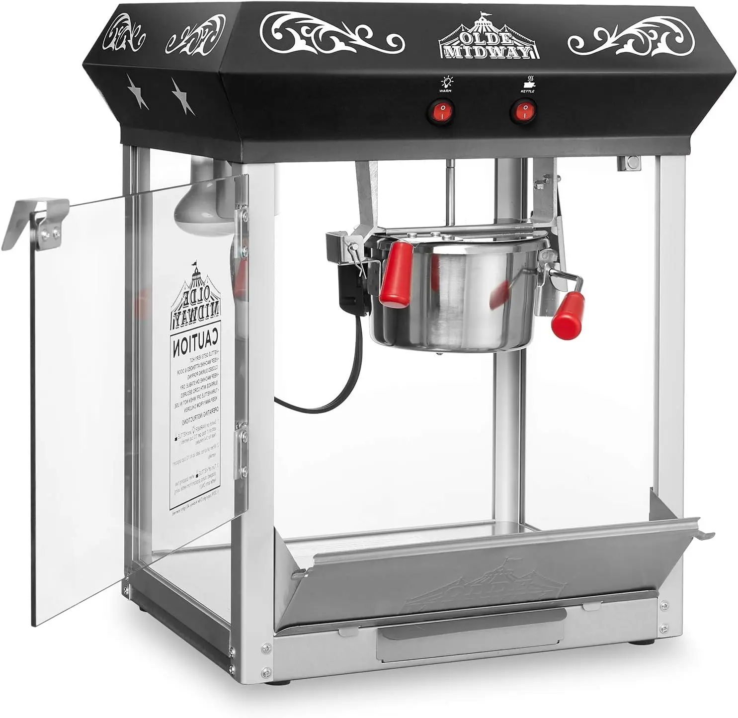 Midway Bar Style Popcorn Machine, 4-Ounce Popcorn Maker Popper, Black