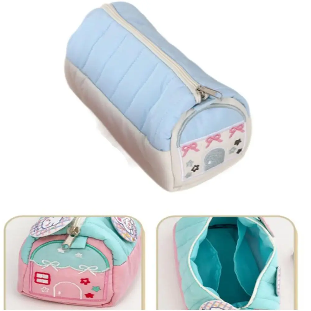 Cute House Shaped Pencil Cases Multi Layer Creative Pen Stationery Storage Bags Soft Large Capacity Student Cosmetic Pouch