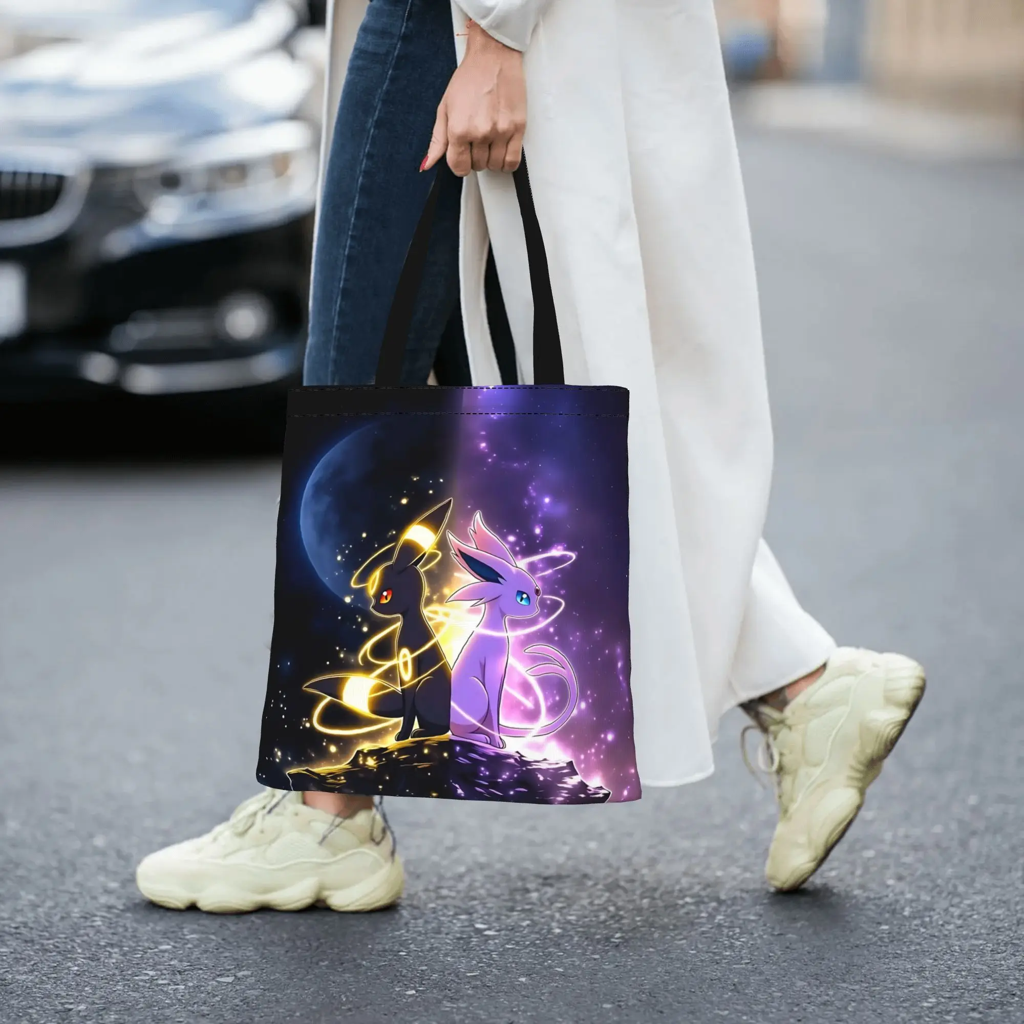 Customized Pokemon Women's Bag Shopping Bag Reusable Double Sided Canvas Tote Bag Shoulder  Handbag