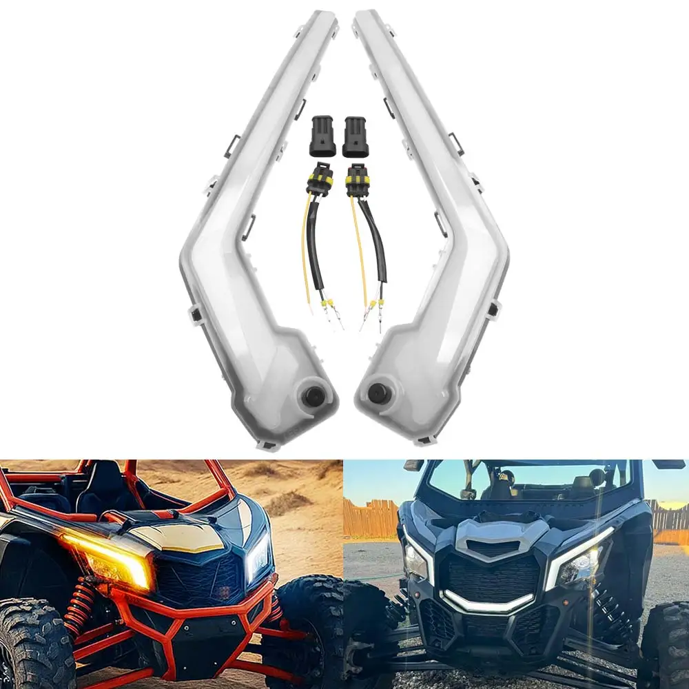 

2Pcs LED Front Signature Light Assembly White DRL For Can-Am Maverick X3 Max X RS DS XMR XRC Turbo R RR 2017-2024 UTV Accessory