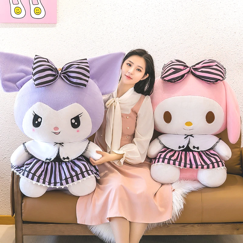 60CM Sanrio Kawaii Plushies Dolls Cartoon Kuromi Melody Stuffed Big Size Plush Toy Pillow Room Decoration Children Birthday Gift