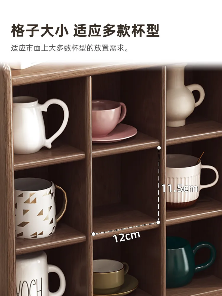 Solid wood cup holder, lattice holder, water cup, teacup cabinet, coffee display, storage