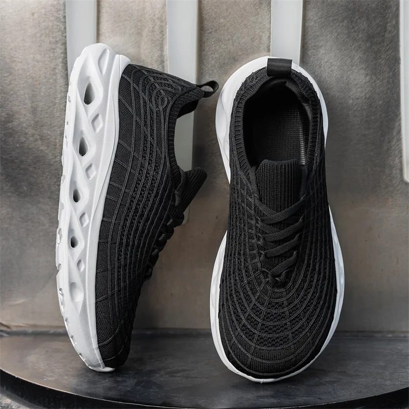 Nre Trend Mens Sneakers Lightweight Breathable Knit Running Shoes Casual Sports Shoes for Men Fashion Shock-absorb Gym Trainers