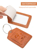 PU Leather Luggage Tag with anti Loss Wire Rope Loop and Built-in privacy Protection Cover, Suitable for Luggage and Travel Bags 4
