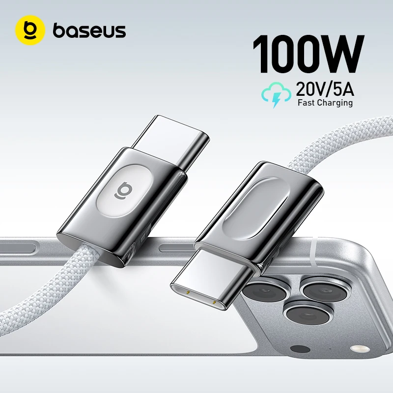【NEW】Baseus 100W Cable USB Type C for iPhone 17 16 15 Plus Pro Max Charger Cable Type-C to Type-C For Macbook Pro ipad PD Cable
