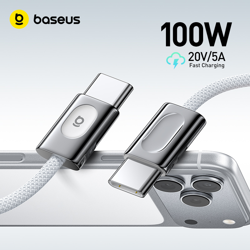  【NEW】Baseus 100W Cable USB Type C for iPhone 17 16 15 Plus Pro Max Charger Cable Type-C to Type-C For Macbook Pro ipad PD Cable 