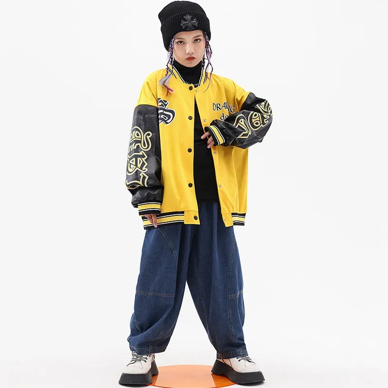 Children's Street Dance Costumes, Boys and Girls' Hip-hop Loose Jacket Sets, Jazz Dance Performance Runway Costumes