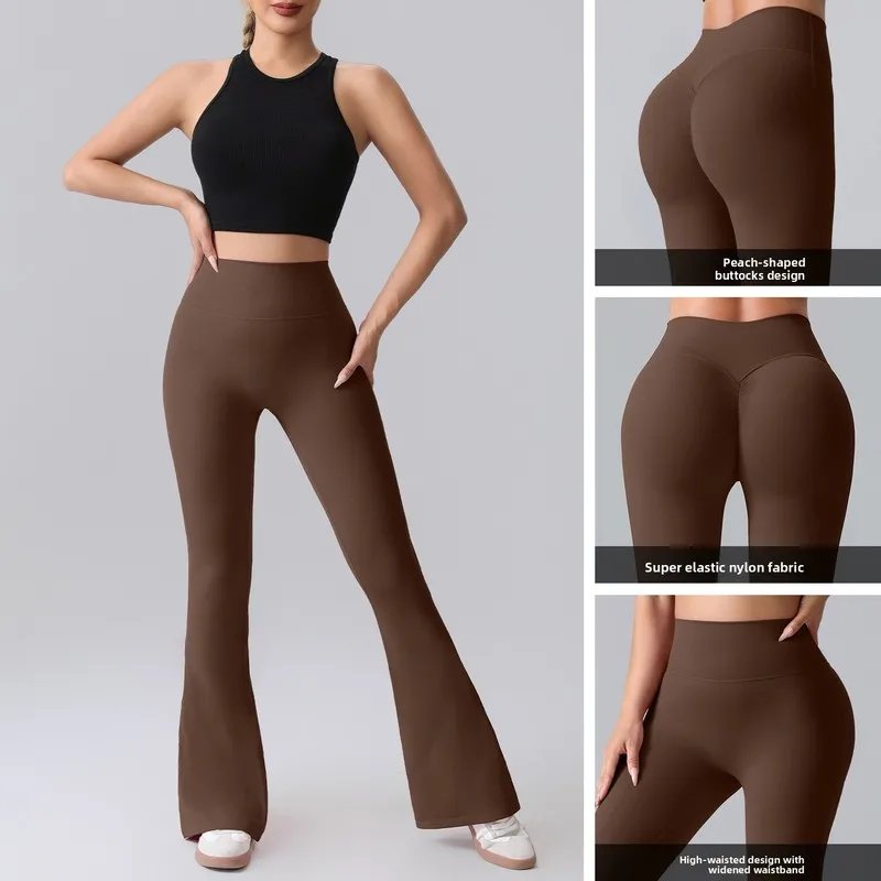 High Waist Yoga Pants Women Summer Thin Flared Leggings Butt Lifting Workout Gym Tummy Control Running Tights Female clothing