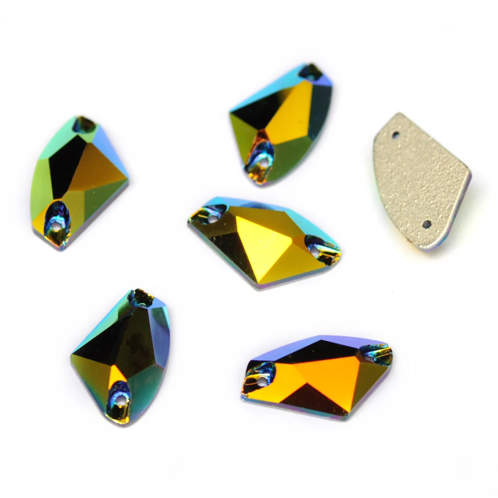 Pubrilex Galactic 9x14mm 12x19mm AB-beschichtete Aufnähsteine, Glitzer-Glas-Nähkristalle für Kleidungsstücke und Accessoires – Detail 8