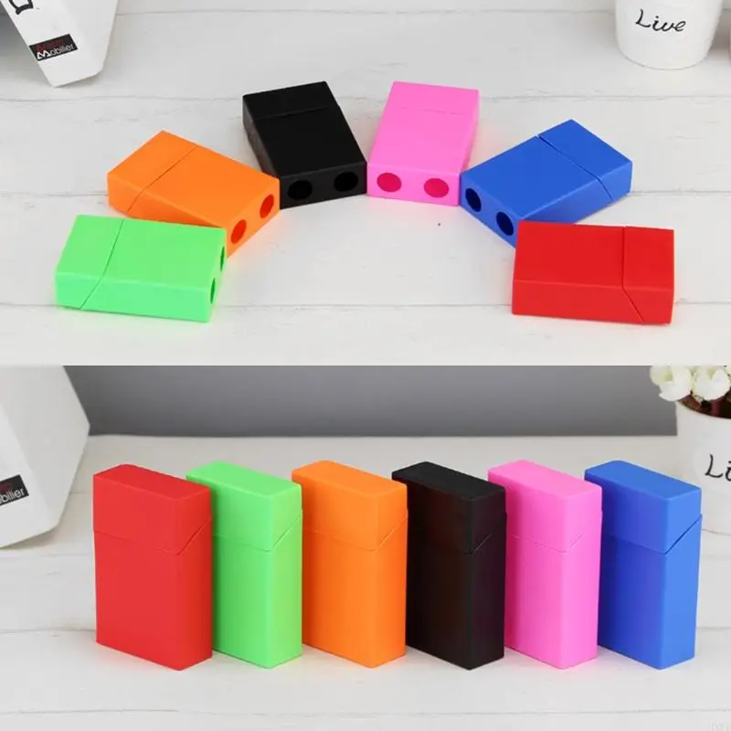 4XFD for Creative Multi Color Plastic Cigarette Box Portable Thin Cigar for Case Pocket Carrying Smoking Holder Anti-Collision