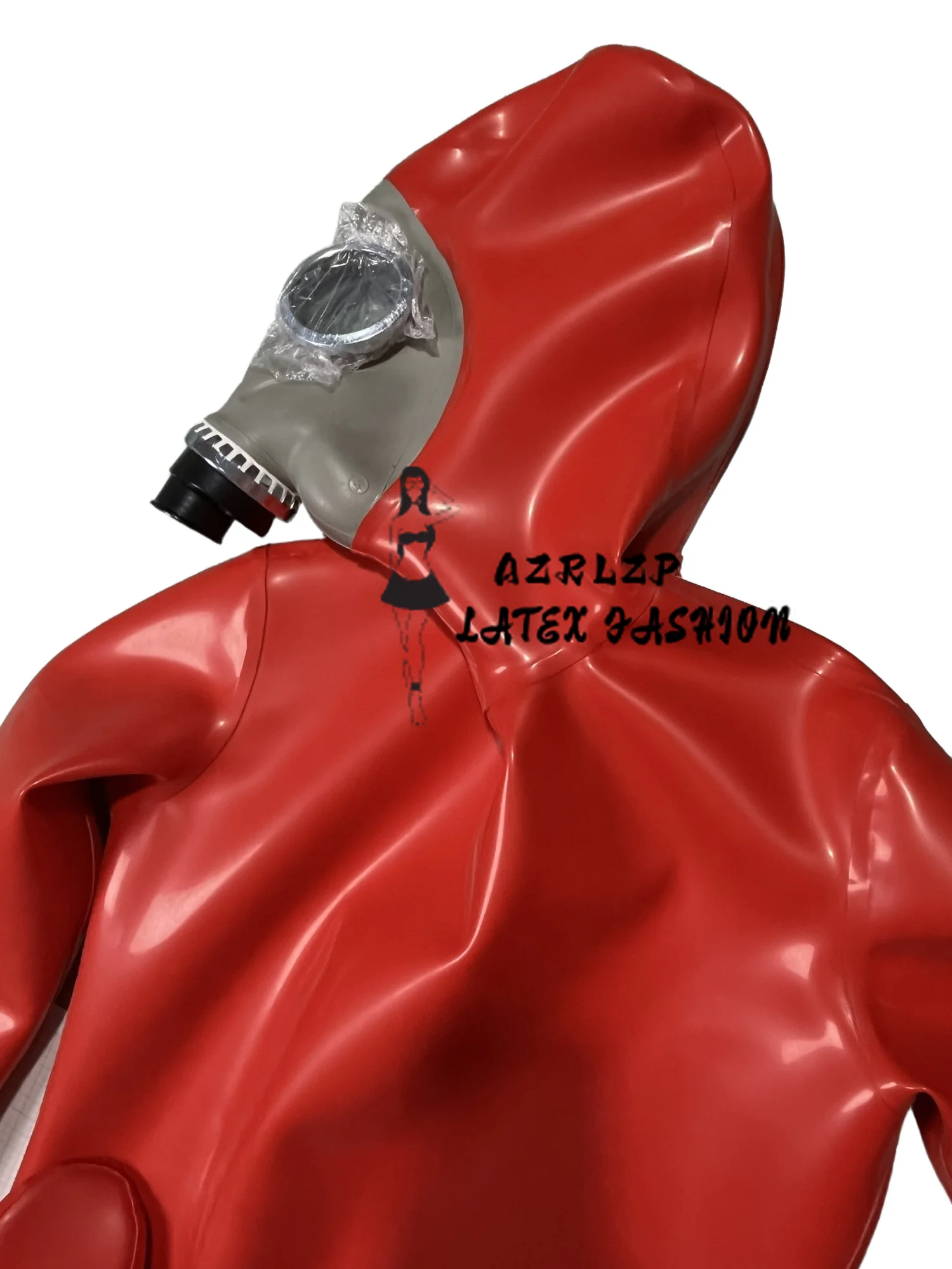 Latex Full Coverage Bodysuit with Back Crotch Zipper with Gas Mask 1.0mm