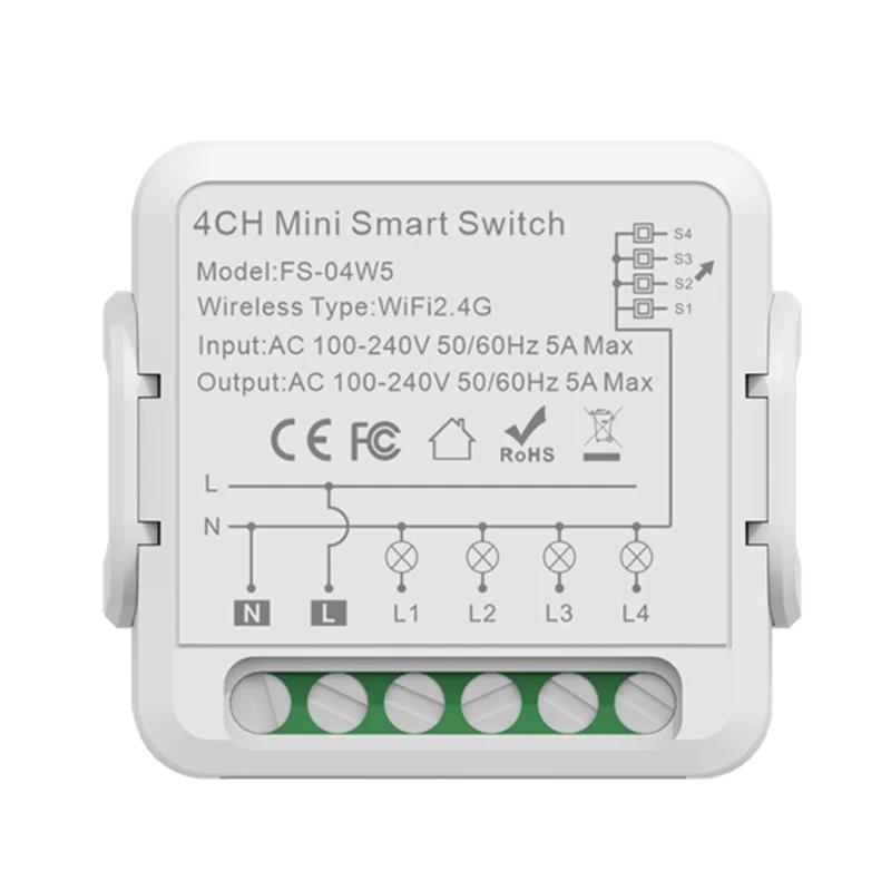 B63B-Tuya Smart Wifi Switch 1 2 3 4 Gang Smart Home, Casa Intelligente Interruttore FAI DA TE Supporta Controllo A 2 Vie Lavoro Vocale Per Alexa Google Alice 4CH