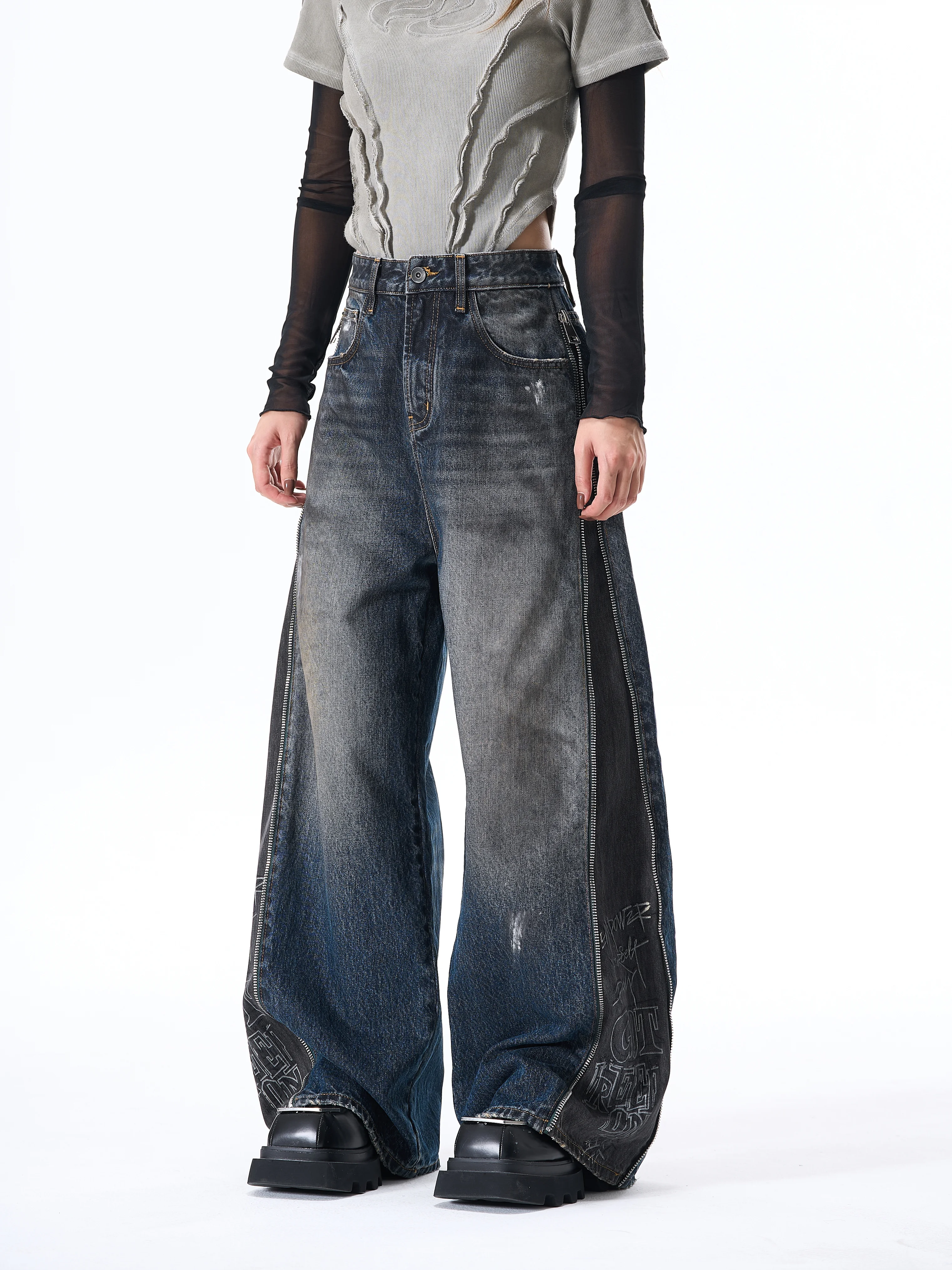 AL518 BLCG High Waist Super Quality  Loose Fitting Denim Pants  Heavy Thick Unisex Fashion Stylish Jeans