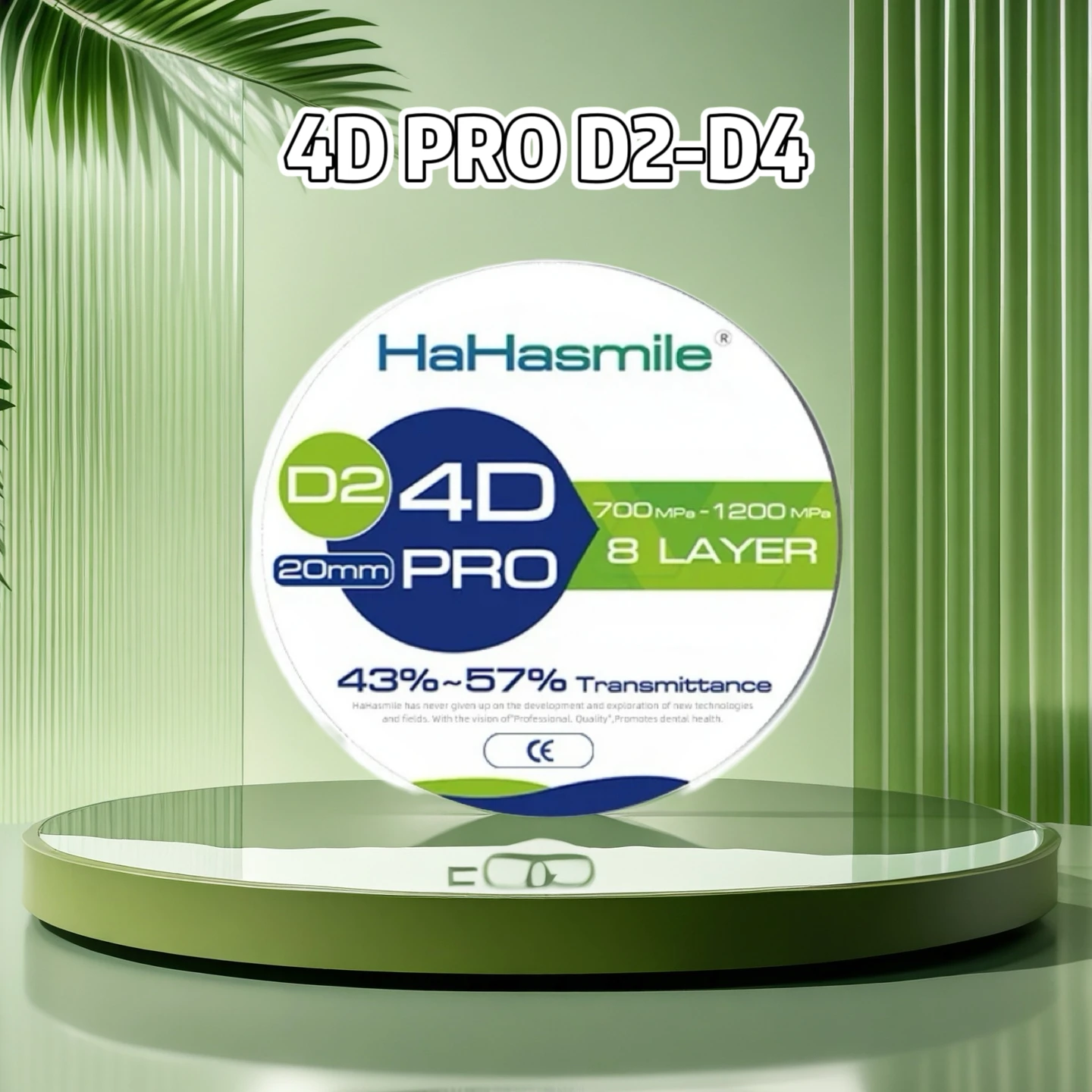 

HaHasmile D2/D3/D4 4D Pro Multilayer Zirconia Blocks - Shades 8 Layers Super High Translucency for CAD/CAM 98mm