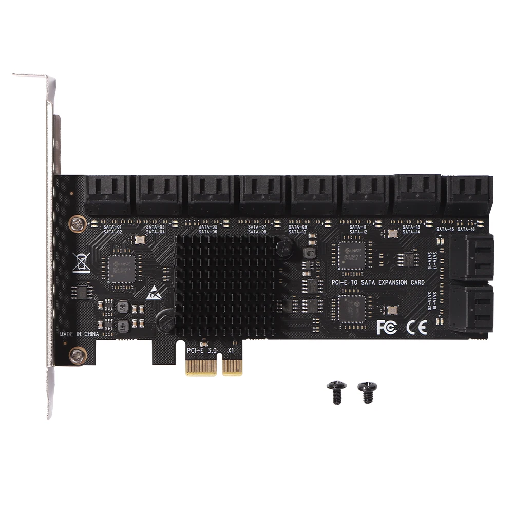 

SA3112J Адаптер PCIE 10/12/16/20 портов PCI-Express X1 к SATA 3.0 Карта расширения 6 Гбит/с Высокоскоростная плата с добавлением SATA PCIE X4 X8 X16