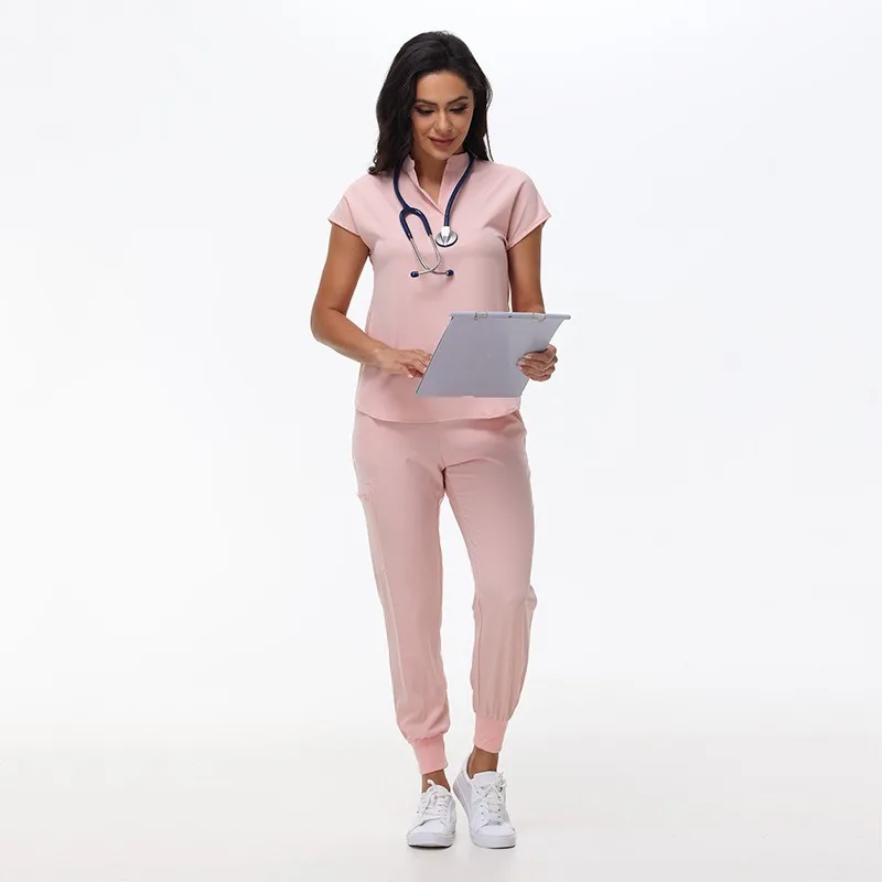 Conjuntos de esfoliante mandarim feminino ultra macio enfermeira médico uniformes sliky clínica dentária ternos hospital cirurgião outfits lmw005
