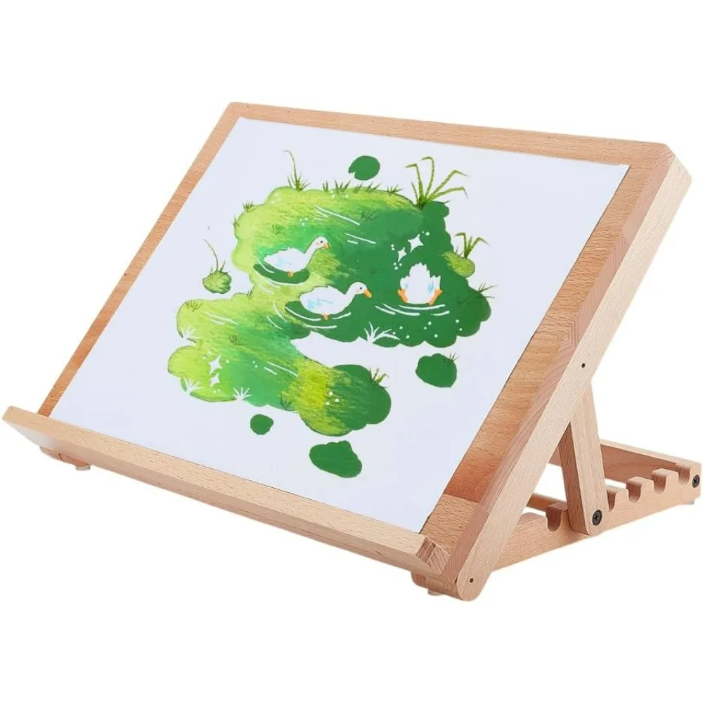 

6-Position Tabletop Painting Easel Wood Drawing Board Stand Foldable Drafting Adjustable Desktop Stand for Artists Beginners